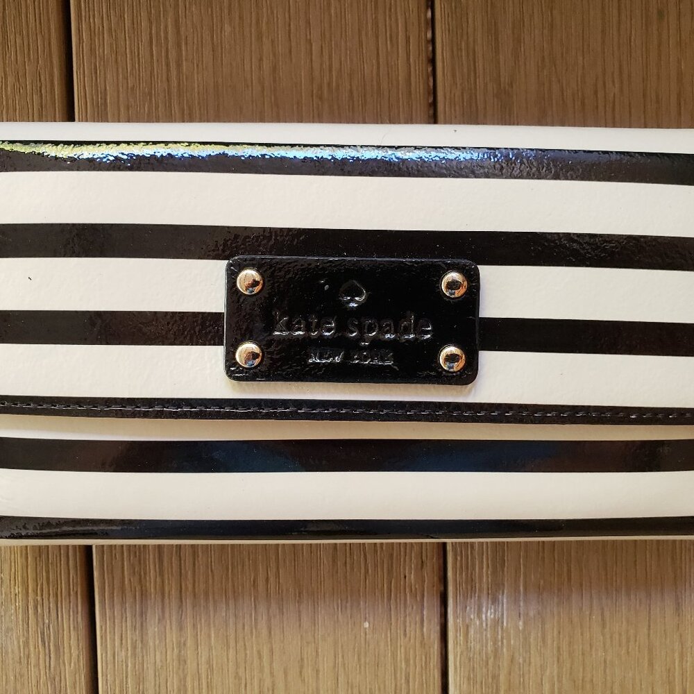 EUC KATE SPADE black / white striped wallet (OS) - Picture 10 of 10